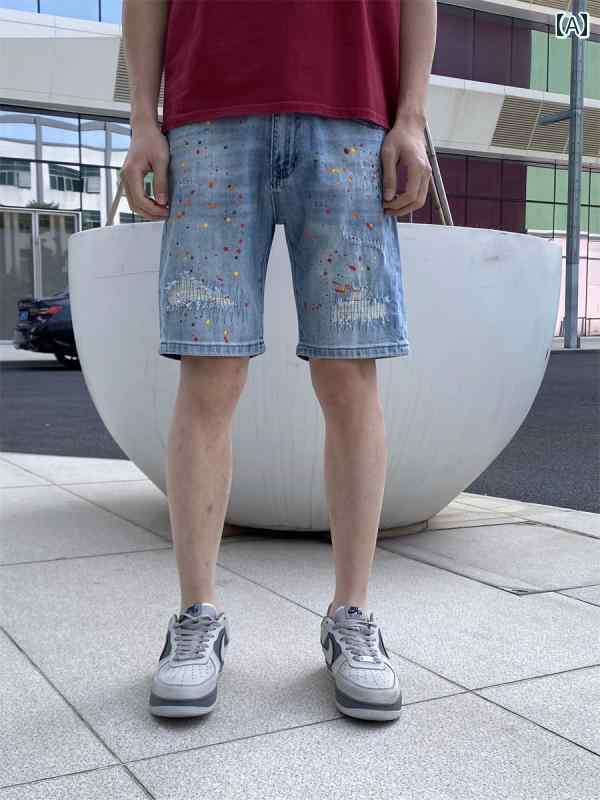 メンズ ファッション 服 男性用 オシャレ シンプル 大人 かっこいい 大きいサイズ ストリート 紳士服 夏 デニム パンツ カラー ミドル レングス