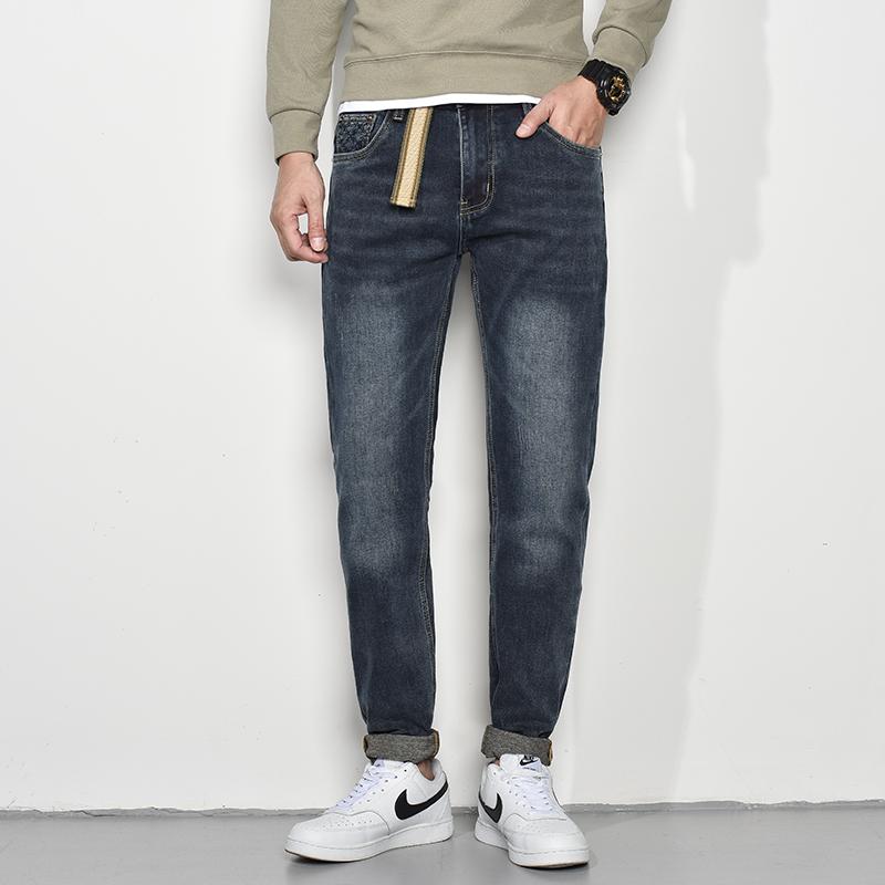 Skinney Pants - メンズ ファッション 服 男性用 オシャレ シンプル 大人 かっこいい 大きいサイズ ストリート 紳士服 春秋 スリム ダーク ブルー シンプル ストレート ジーンズ ストレッチ 韓国スタイル 快適 ロング パンツ