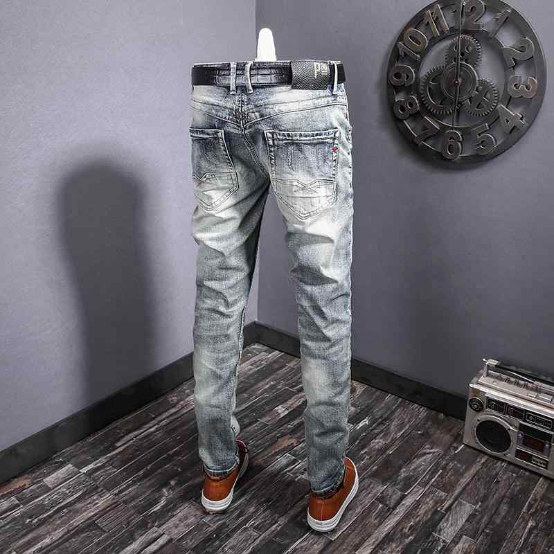 Skinney Pants - メンズ ファッション 服 男性用 オシャレ シンプル 大人 かっこいい 大きいサイズ ストリート 紳士服 春秋 レトロ ジーンズ ファッション リッピング ストレッチ スリム ストレート ロング パンツ