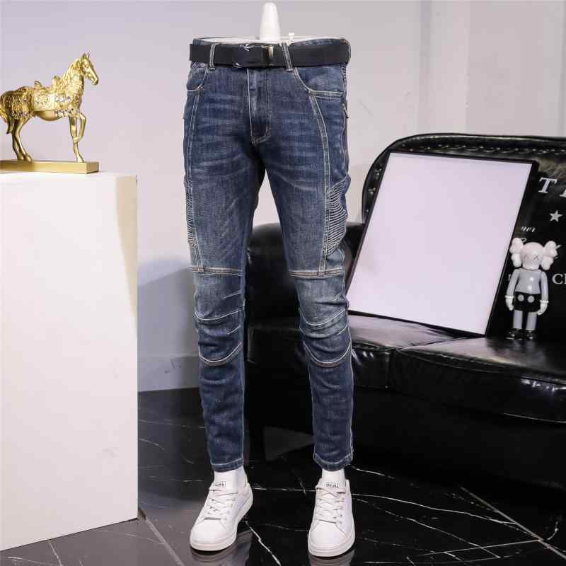 メンズ ファッション 服 男性用 オシャレ シンプル 大人 かっこいい 大きいサイズ ストリート 紳士服 春秋 ファッション ジーンズ スリム アメリカン ストレッチ パンツ バイク プレス プリーツ