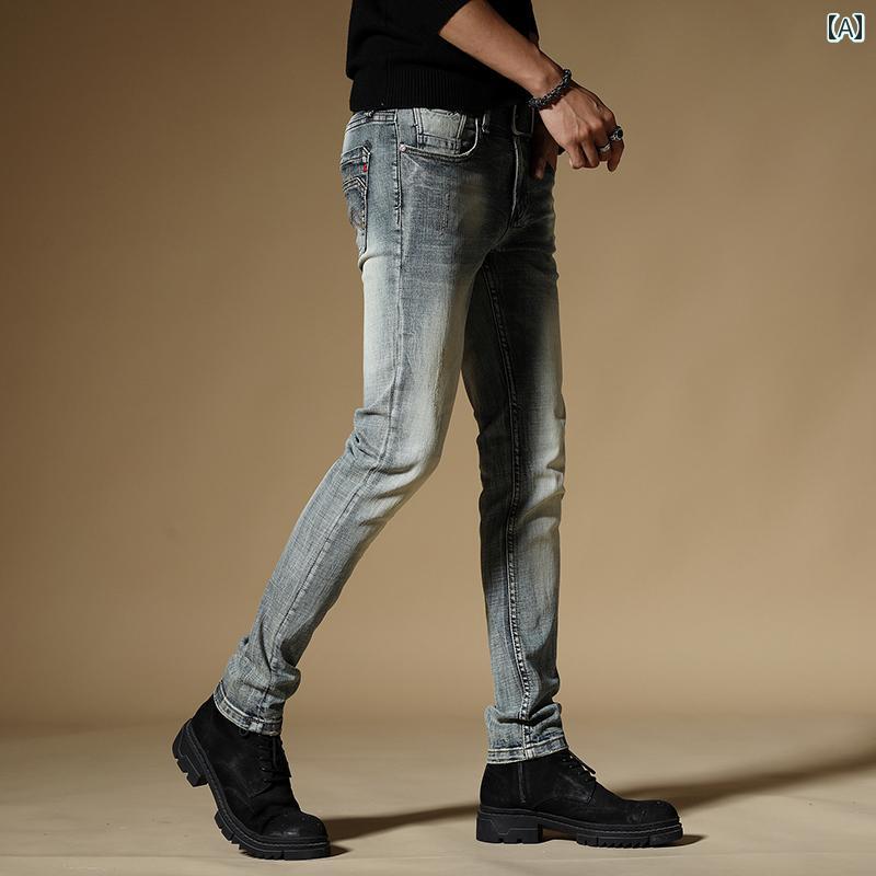 メンズ ファッション 服 男性用 オシャレ シンプル 大人 かっこいい 大きいサイズ ストリート 紳士服 アメリカン レトロ ジーンズ 春秋 ファッション スリム ストレート パンツ カジュアル 夏 ストレッチ