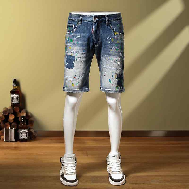 メンズ ファッション 服 男性用 オシャレ シンプル 大人 かっこいい 大きいサイズ ストリート 紳士服 デニム パンツ 五分丈 パンツ アメリカン レッチ スプラッシュ