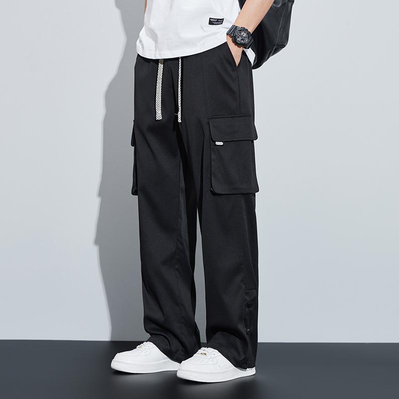 Rakuten - メンズ ファッション 服 男性用 オシャレ シンプル 大人 かっこいい 大きいサイズ ストリート 紳士服 冷感 パンツ ワイド レッグ 夏 薄手 ゆったり 伸縮性 ストレッチ ストレッチレッチ アップ ストレート カジュアル ロング