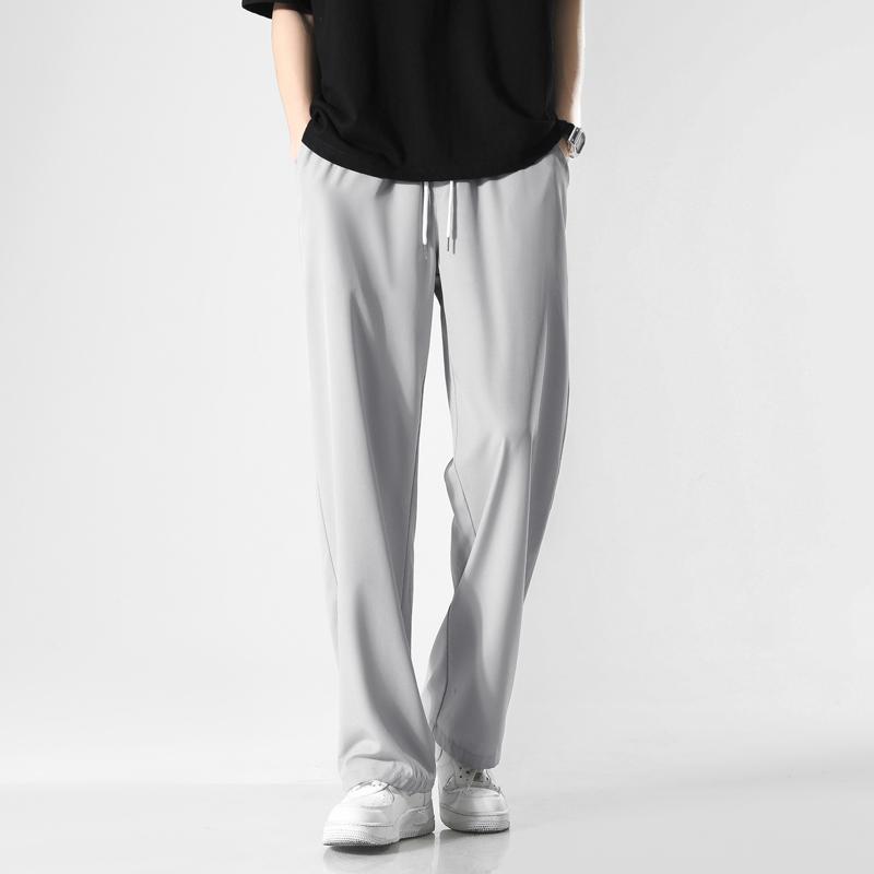 乐天商城 - メンズ ファッション 服 男性用 オシャレ シンプル 大人 かっこいい 大きいサイズ ストリート 紳士服 冷感 パンツ 夏 薄手 ストレート レッグ ドレープ 快適 ワイド 速乾 スーツ レジャー