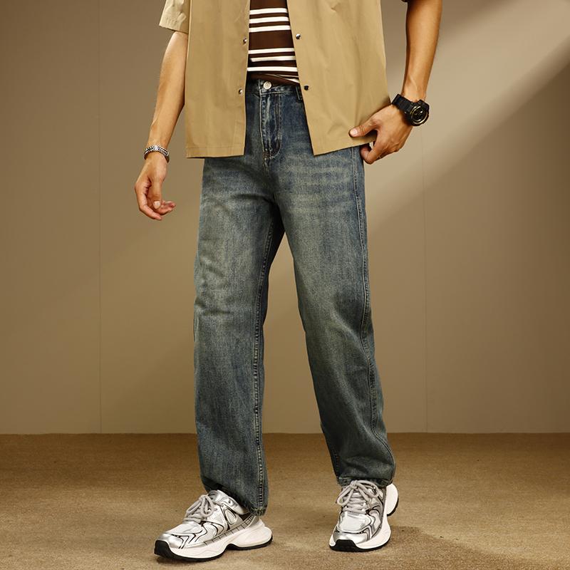 メンズ ファッション 服 男性用 オシャレ シンプル 大人 かっこいい 大きいサイズ ストリート 紳士服 夏 ワイド レッグ フロア レングス ジーンズ アメリカン レトロ カジュアル ストレート パンツ