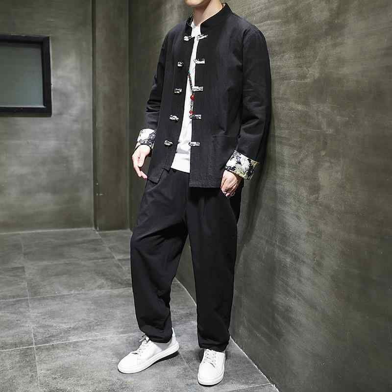 メンズ ファッション 服 男性用 オシャレ シンプル 大人 かっこいい 大きいサイズ ストリート 紳士服 唐装 リネン スーツ 綿 漢服 レトロ ジャケット ゆったり エスニック 服
