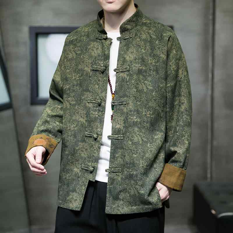 メンズ ファッション 服 オシャレ シンプル 大人 かっこいい 大きいサイズ ストリート 紳士服 春 漢服 唐 スーツ プリント ボタン トップス コート レトロ チュニック カンフー ジャケット