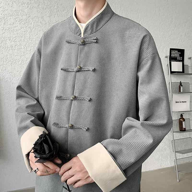 メンズ ファッション 服 男性用 オシャレ シンプル 大人 かっこいい 大きいサイズ ストリート 紳士服 ボタン コート エスニック レトロ チュニック スーツ カジュアル スタンドカラー 唐