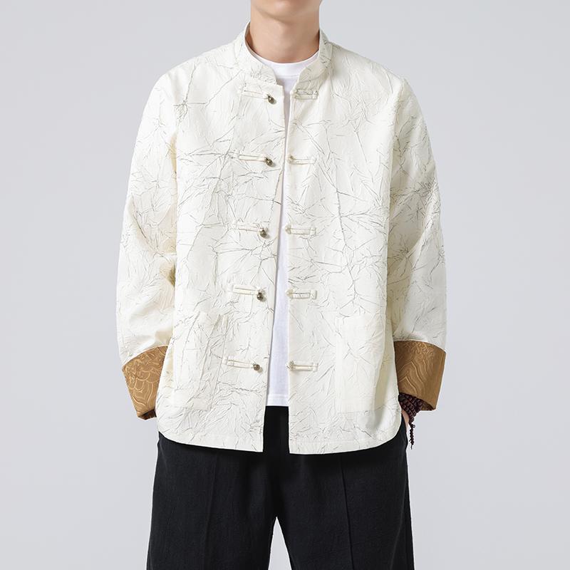 乐天商城 - メンズ ファッション 服 男性用 オシャレ シンプル 大人 かっこいい 大きいサイズ ストリート 紳士服 春 レトロ ジャケット スタカラー 唐 スーツ 漢服