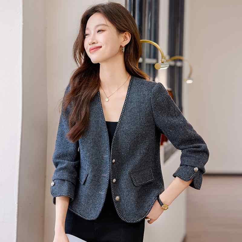 Rakuten - 春 コーデ レディース ファッション オシャレ カワイイ シンプル きれいめ ナチュラル 上品カジュアル 婦人服 ブルー スーツ ジャケット 通勤ウェア トップス