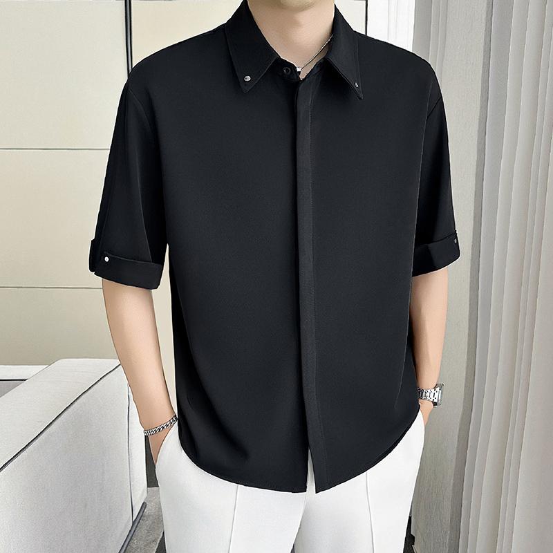 メンズ ファッション 服 男性用 オシャレ シンプル 大人 かっこいい ストリート 夏 クール 冷感 ドレープ シャツ 半袖 ゆったり ハイエ..