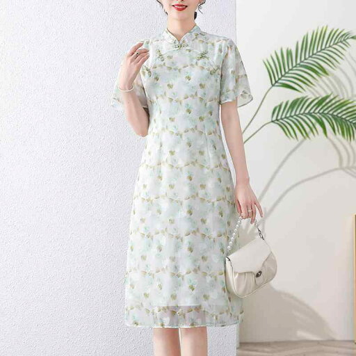 春 コーデ レディース ファッション オシャレ カワイイ シンプル きれいめ ナチュラル 上品カジュアル 婦人服 夏 クラシック フレッシュ ウエスト スリム チャイナドレス シフォン 春 コーデ レディース ファッション オシャレ カワイイ シンプル きれいめ ナチュラル 上品カジュアル 婦人服 夏 クラシック フレッシュ ウエスト スリム チャイナドレス シフォン