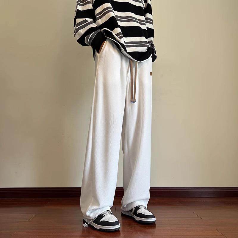 メンズ ファッション 服 オシャレ シンプル 大人 かっこいい 大きいサイズ ストリート 紳士服 ワッフル パンツ ストレート スウェット アメリカン 薄手 冷感 夏 カジュアル ズボン