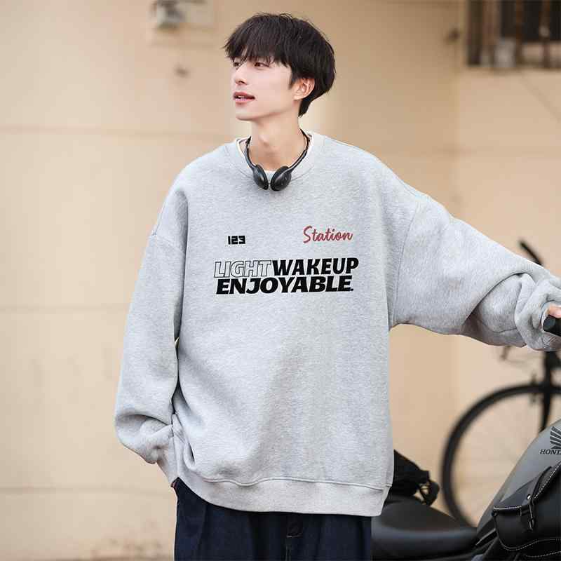 メンズ ファッション 服 オシャレ シンプル 大人 かっこいい 大きいサイズ ストリート 紳士服 長袖 T シャツ トレーナー アメリカン レター ラウンドネック カジュアル レイヤリング インナー トップス