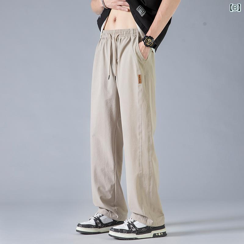 メンズ ファッション 服 オシャレ シンプル 大人 かっこいい 大きいサイズ ストリート 紳士服 冷感 パンツ 夏 薄手 ストレート レッグ スーツ カジュアル ワークウェア 速乾 スウェット