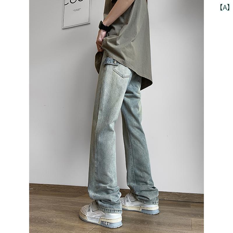 メンズ ファッション 服 オシャレ シンプル 大人 かっこいい 大きいサイズ ストリート 紳士服 スリムフィット 冷感 ジーンズ 夏 薄手 アメリカン ストレート カジュアル ロング パンツ