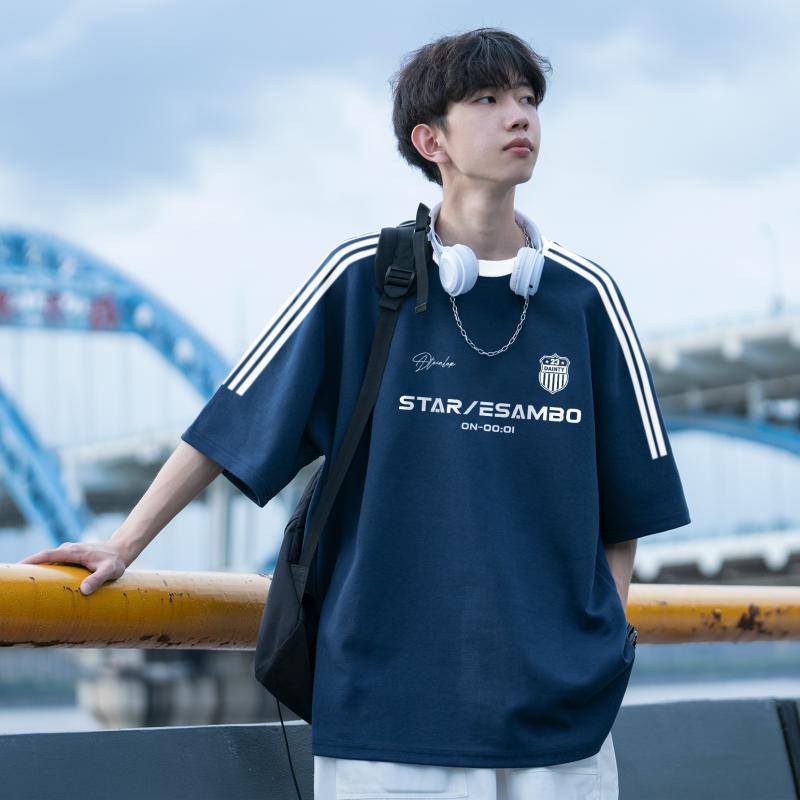 Rakuten - メンズ ファッション 服 オシャレ シンプル 大人 かっこいい 大きいサイズ ストリート 紳士服 ヘビーウェイト 半袖 T シャツ 夏 ラグラン 袖 ストライプ 綿 トップス