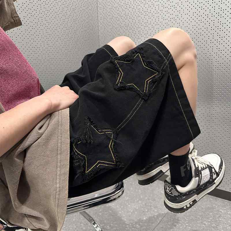 Denim - メンズ ファッション 服 オシャレ シンプル 大人 かっこいい 大きいサイズ ストリート 紳士服 ヘビー カーゴ パンツ 夏 ファッション アメリカン レトロ デニム ミッド パンツ ゆったり アウター カジュアル 五分丈