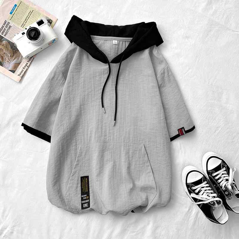 メンズ ファッション 服 オシャレ シンプル 大人 かっこいい 大きいサイズ ストリート 紳士服 半袖 薄手 スウェットシャツ T シャツ 夏 冷感 フード オーバー 七分袖