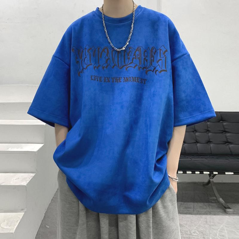 メンズ ファッション 服 オシャレ シンプル 大人 かっこいい 大きいサイズ ストリート 紳士服 夏 厚手 半袖 T シャツ アメリカン レトロ スエード