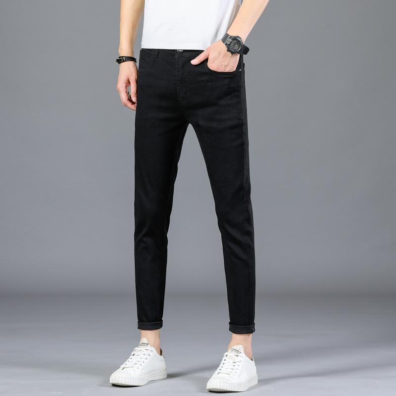 メンズ ファッション 服 オシャレ シンプル 大人 かっこいい 大きいサイズ ストリート 紳士服 ハイエンド 黒 九分丈 ジーンズ 夏 細身 伸縮性 ストレッチ ストレッチ カジュアル スリム 裾 韓国スタイル