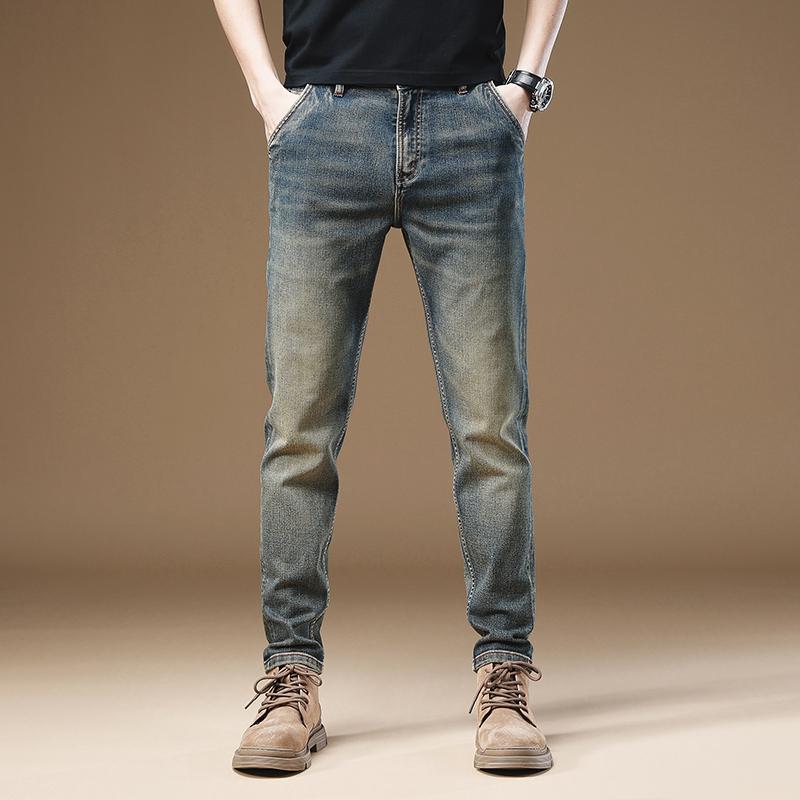 メンズ ファッション 服 オシャレ シンプル 大人 かっこいい 大きいサイズ ストリート 紳士服 レトロ ジーンズ ウォッシュ 加工 ダメージ ストレート カジュアル パンツ 秋冬 ハイエンド(4.0)