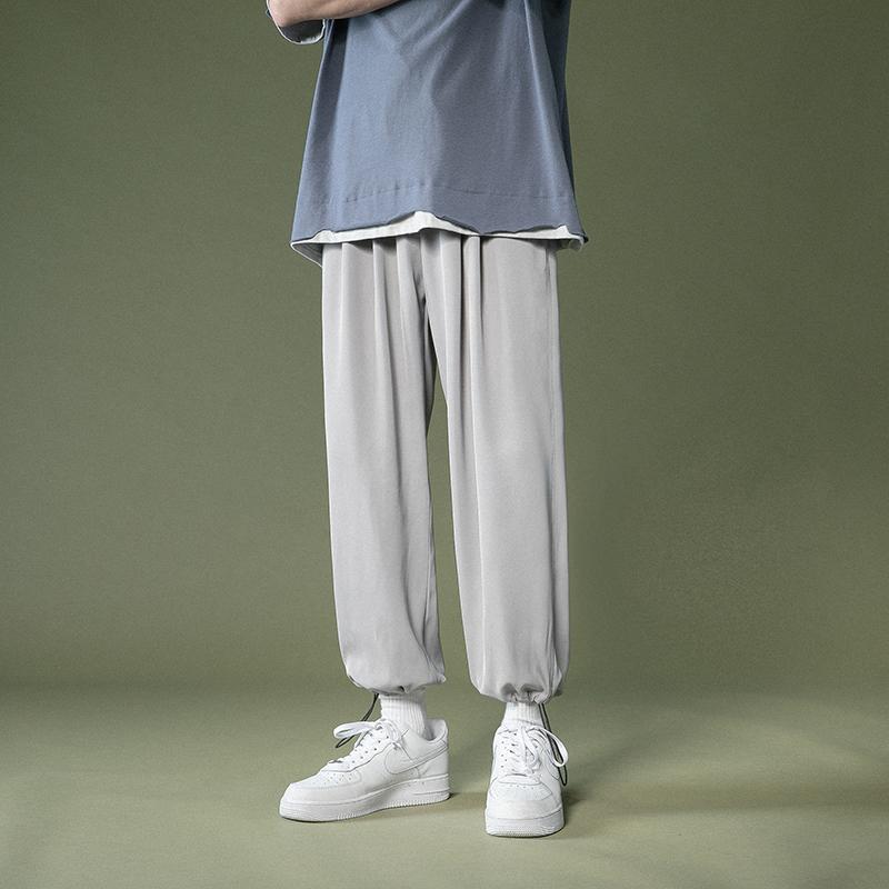 メンズ ファッション 服 オシャレ シンプル 大人 かっこいい 大きいサイズ ストリート 紳士服 スーツ パンツ 夏 韓国スタイル カジュアル ロング レッグ タイ 九分丈 薄手 冷感