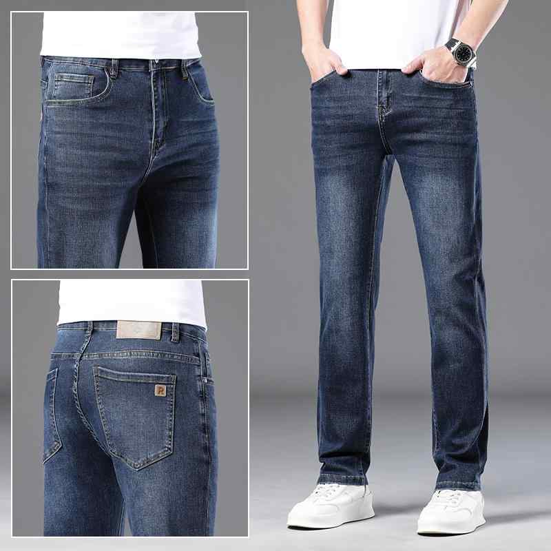 メンズ ファッション 服 オシャレ シンプル 大人 かっこいい 大きいサイズ ストリート 紳士服 秋 ジーンズ スリム ストレート 韓国スタイル ストレッチ ハイエンド ビジネス カジュアル ロング パンツ(4)