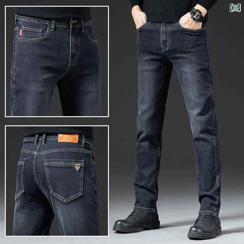 メンズ ファッション 服 オシャレ シンプル 大人 かっこいい 大きいサイズ ストリート 紳士服 ハイエンド グレー ブルー ジーンズ 秋 ビジネス 通気性 ストレッチストレート パンツ