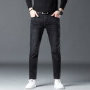 メンズ ファッション 服 オシャレ シンプル 大人 かっこいい 大きいサイズ ストリート 紳士服 春 秋 ブラック ジーンズ スリムフィット ハイエンド ストレ...