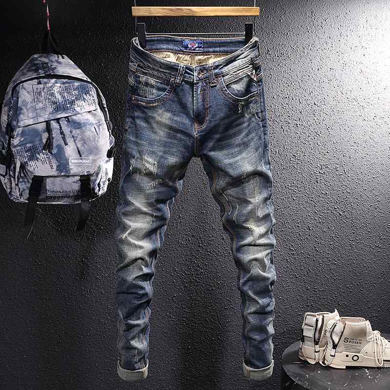 メンズ ファッション 服 オシャレ シンプル 大人 かっこいい 大きいサイズ ストリート 紳士服 アメリカンアンティーク調 ホワイト レトロ スリムフィット ストレッチ ジーンズ 春 ファッション ストレート パンツ