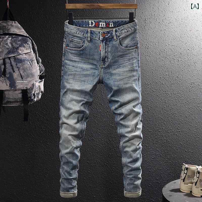 メンズ ファッション 服 オシャレ シンプル 大人 かっこいい 大きいサイズ ストリート 紳士服 ストリート クラシック ダメージ 加工 ジーンズ 春 シンプル 韓国スタイル ストレッチ スリム フィート