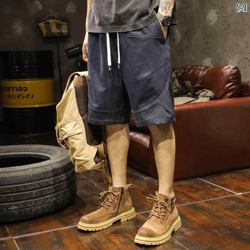 メンズ ファッション 服 オシャレ シンプル 大人 かっこいい 大きいサイズ ストリート 紳士服 アメリカン ストリート ワーク パンツ パッチワーク 冷感 パンツ 夏 薄手 ドローストリング ストレート