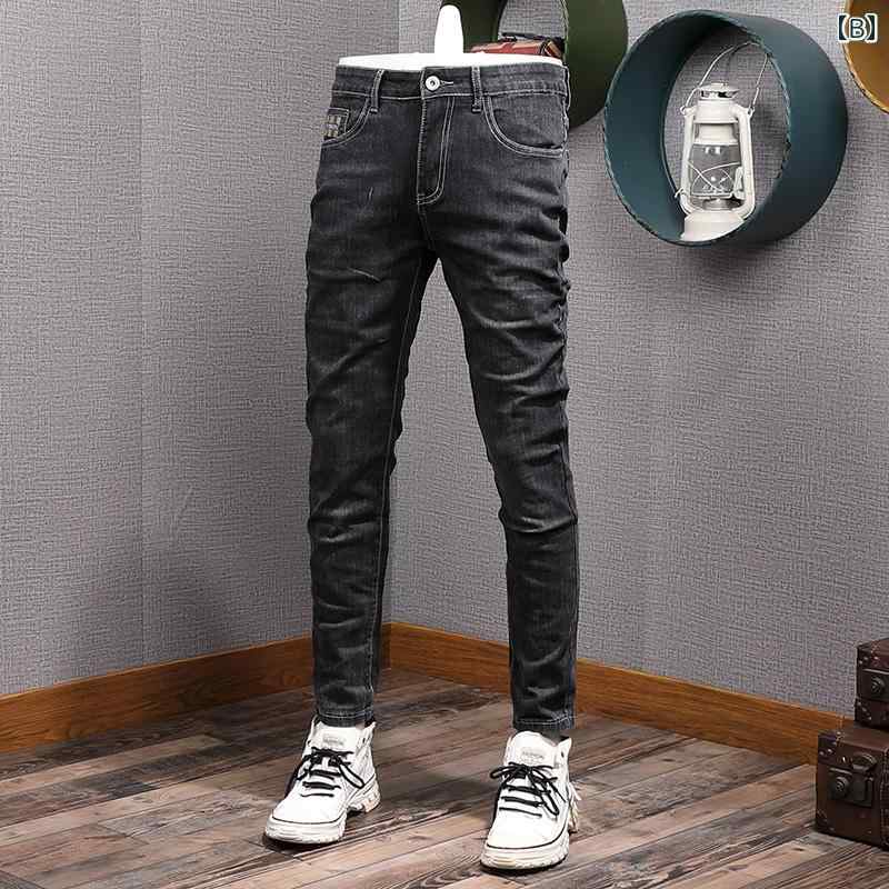 メンズ ファッション 服 オシャレ シンプル 大人 かっこいい 大きいサイズ ストリート 紳士服 夏 グレー 韓国スタイル シンプル ジーンズ オフィスワーカー フィット ストレート パンツ ビジネス
