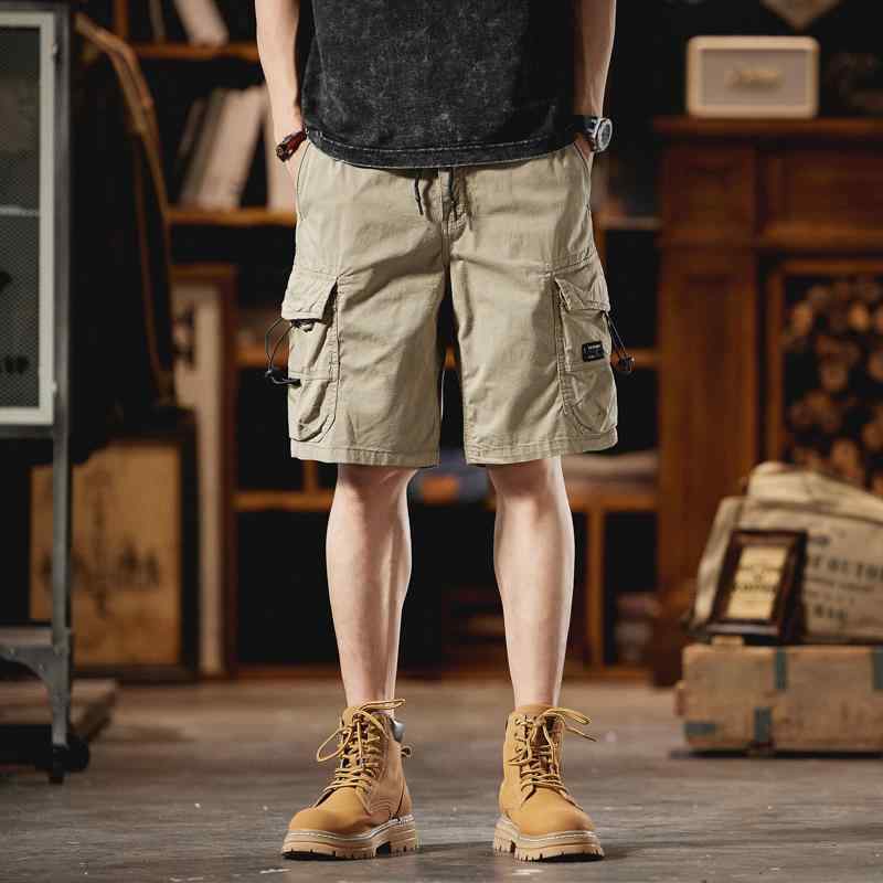 メンズ ファッション 服 オシャレ シンプル 大人 かっこいい 大きいサイズ ストリート 紳士服 夏 アメリカン レトロ ヘビーウェイト コットン 五分丈 マルチ バッグ パンツ