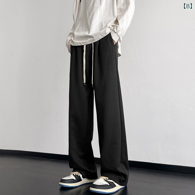 メンズ ファッション 服 オシャレ シンプル 大人 かっこいい 大きいサイズ ストリート 紳士服 ゆったり カジュアル ワイド レッグ パンツ ストレート フロア レングス ハイエンド 無地