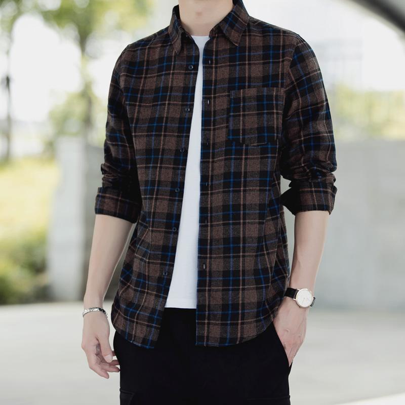 メンズ ファッション 服 オシャレ シンプル 大人 かっこいい 大きいサイズ ストリート 紳士服 長袖 シャツ 韓国スタイル 秋 薄手 チェ..