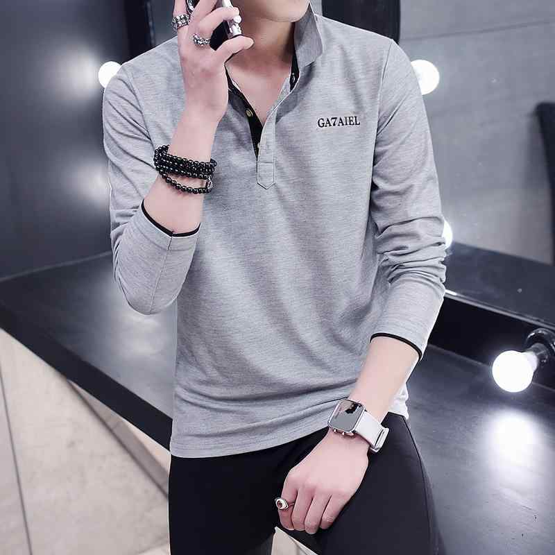 メンズ ファッション 服 オシャレ シンプル 大人 かっこいい 大きいサイズ ストリート 紳士服 秋 薄手 T シャツ 長袖 コットンシャツ 襟 ボトム ポロシャツ