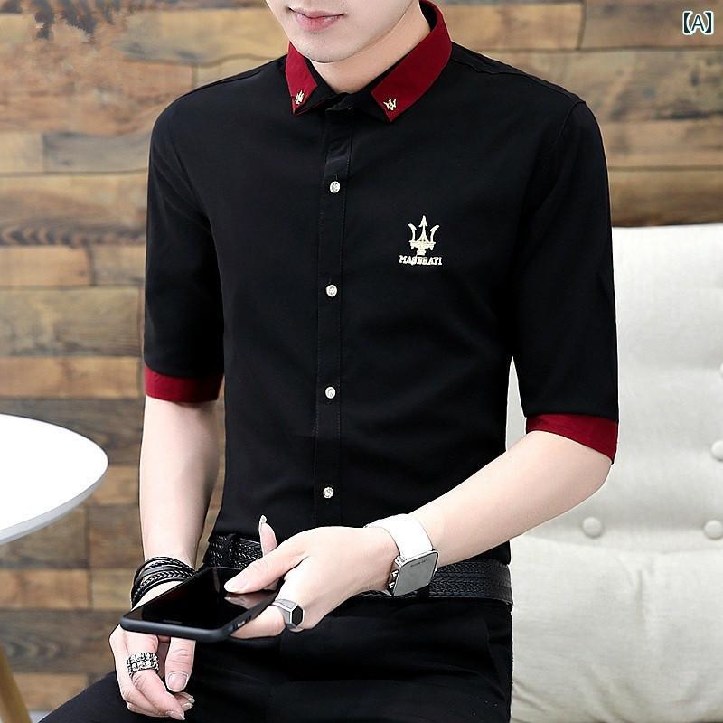 メンズ ファッション 服 オシャレ シンプル 大人 かっこいい 大きいサイズ ストリート 紳士服 半袖 シャツ 韓国スタイル 薄手 夏 カジュアル 服 スリムフィット