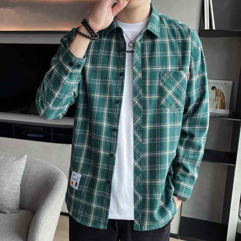 メンズ ファッション 服 オシャレ シンプル 大人 かっこいい 大きいサイズ ストリート 紳士服 長袖 シャツ 韓国スタイル スリム カジュアル チェック柄 秋 薄手 トップス ジャケット