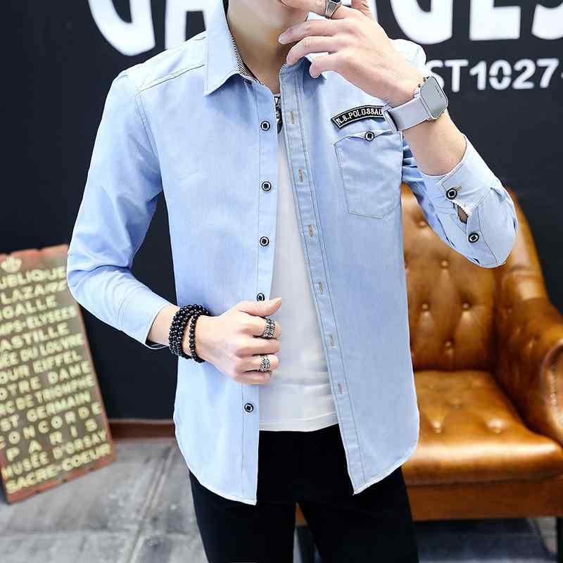 Denim Shirt - メンズ ファッション 服 オシャレ シンプル 大人 かっこいい 大きいサイズ ストリート 紳士服 レトロ デニムシャツ カジュアル 韓国スタイル スリム 長袖 シャツ デニム トップス ジャケット