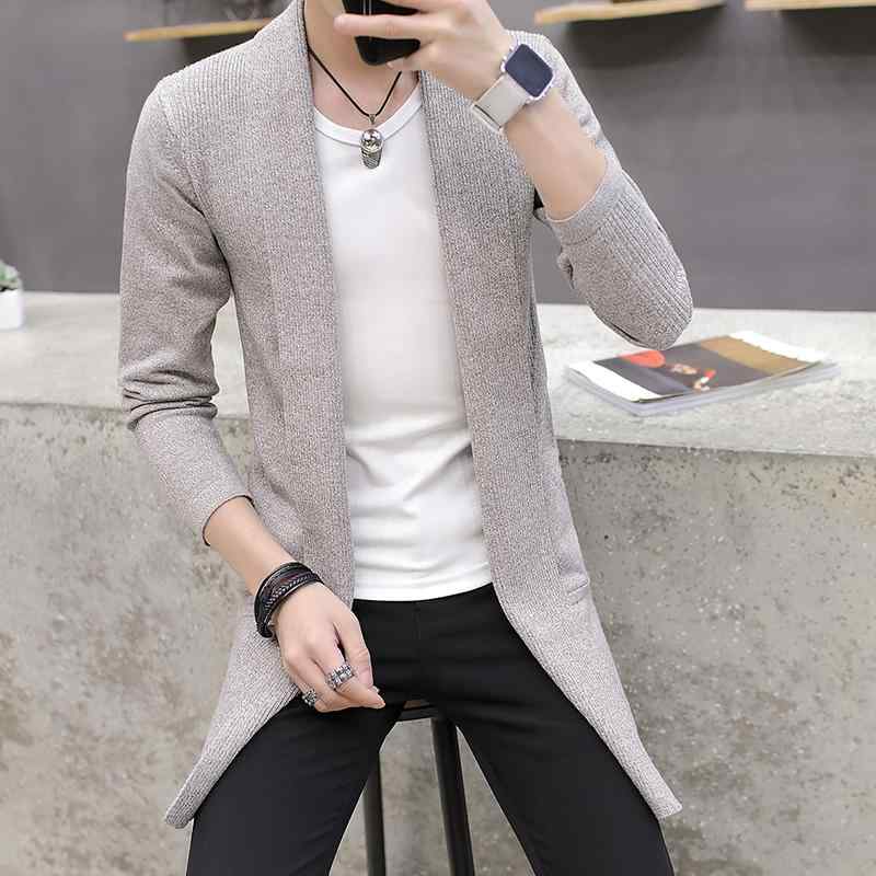 メンズ ファッション 服 オシャレ シンプル 大人 かっこいい 大きいサイズ ストリート 紳士服 セーター ニット カーディガン 長袖 薄手 ミドル丈 コート 韓国スタイル スリム 春秋