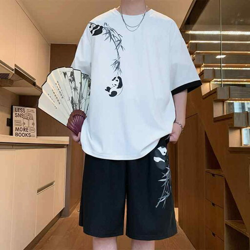 メンズ ファッション 服 オシャレ シンプル 大人 かっこいい 大きいサイズ ストリート 紳士服 半袖 サマー スーツ パンダ プリント T シャツ パンツ セット メンズ ファッション 服 オシャレ シンプル 大人 かっこいい 大きいサイズ ストリート 紳士服 半袖 サマー スーツ パンダ プリント T シャツ パンツ セット