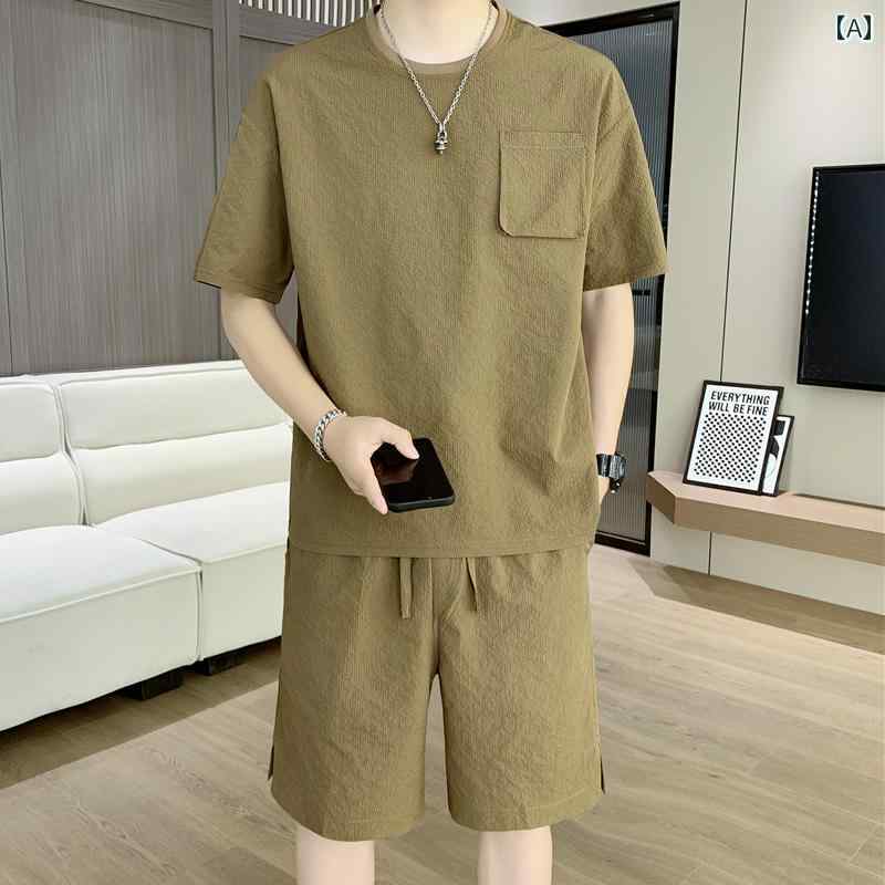 メンズ ファッション 服 オシャレ シンプル 大人 かっこいい 大きいサイズ ストリート 紳士服 夏 カジュアル スポーツ スーツ ハイエンド 冷感 半袖 パンツ セット