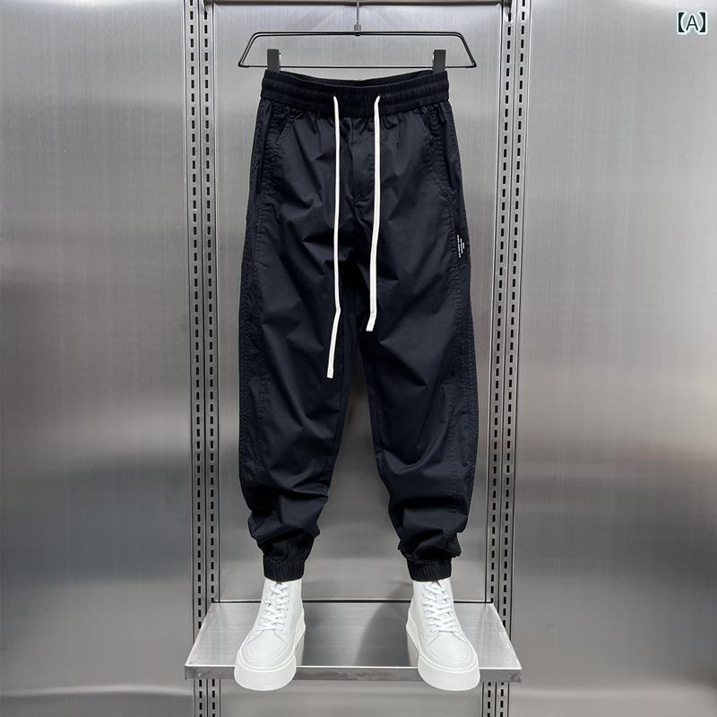 メンズ ファッション 服 オシャレ シンプル 大 かっこいい 大きいサイズ ストリート 紳士服 カジュアル パンツ 夏 速乾 薄手 スポーツ 九分丈 ズボン