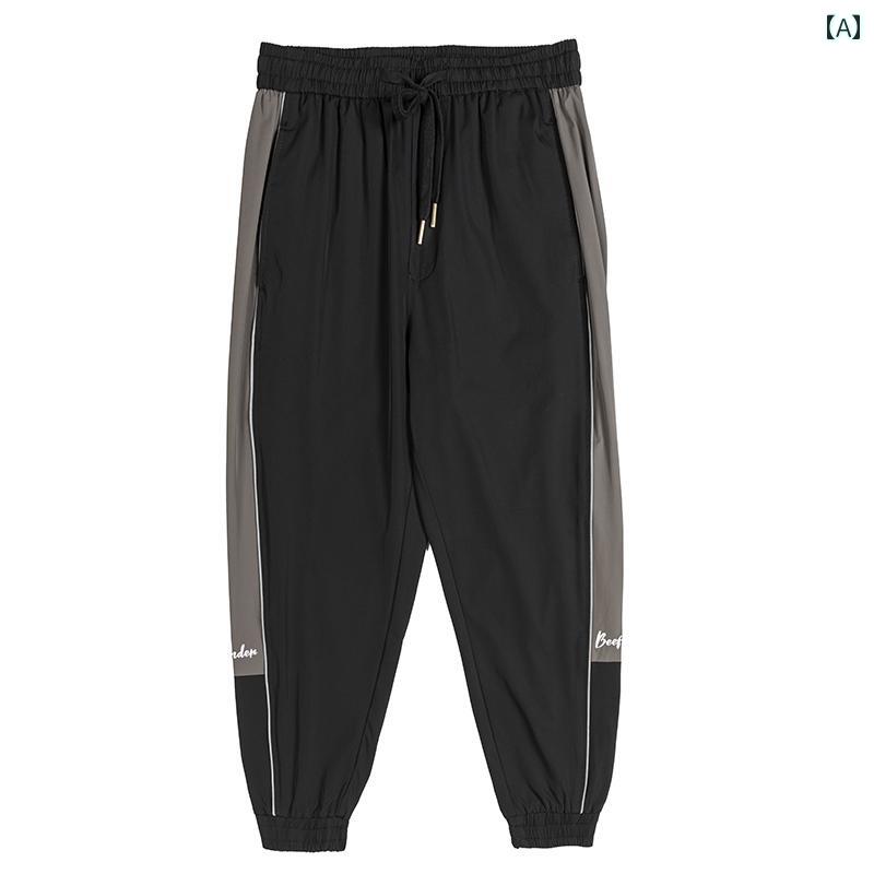 メンズ ファッション 服 オシャレ シンプル 大 かっこいい 大きいサイズ ストリート 紳士服 カジュアル ズボン 夏 伸縮性 ストレッチ ストレッチ 冷感 薄手 九分丈 スポーツ パンツ