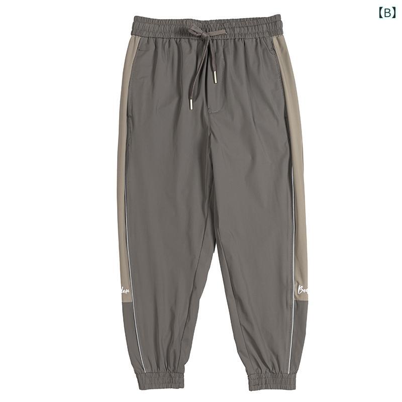 メンズ ファッション 服 オシャレ シンプル 大 かっこいい 大きいサイズ ストリート 紳士服 カジュアル ズボン 夏 伸縮性 ストレッチ ストレッチ 冷感 薄手 九分丈 スポーツ パンツ