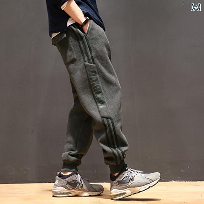 メンズ ファッション 服 オシャレ シンプル 大 かっこいい 大きいサイズ ストリート 紳士服 秋冬 厚手 スウェットパンツ フリースズボン レトロ カジュアル スポーツ パンツ 2