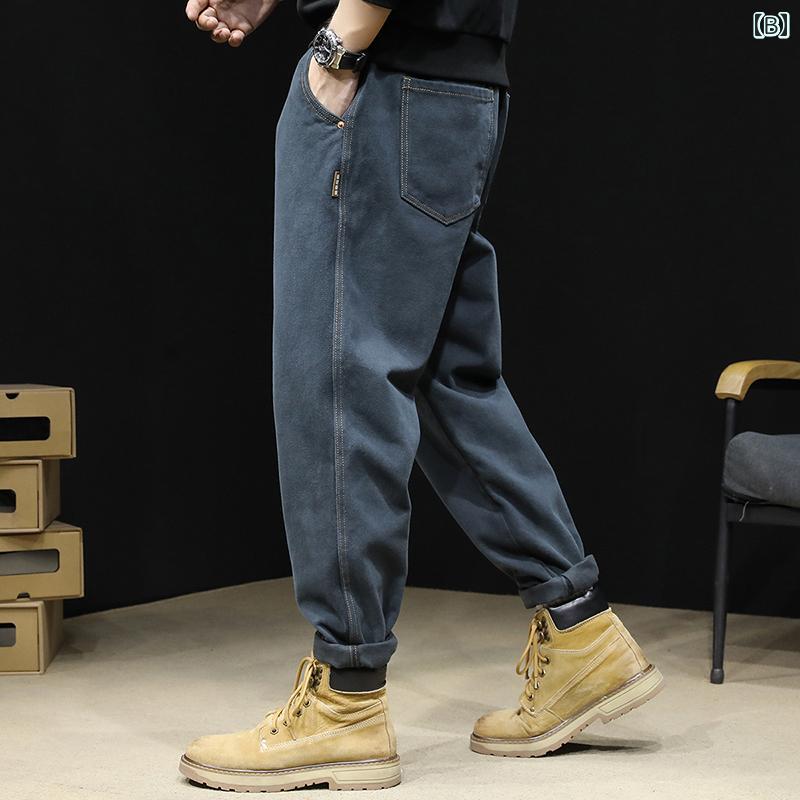 メンズ ファッション 服 オシャレ シンプル 大 かっこいい 大きいサイズ ストリート 紳士服 ブラック ジーンズ 秋冬 ストレート カジュアル パンツ