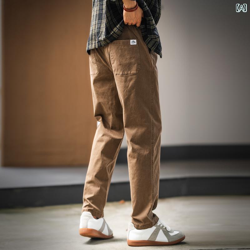 メンズ ファッション 服 オシャレ シンプル 大 かっこいい 大きいサイズ ストリート 紳士服 アメリカン ヘビー レトロ ワークウェア カジュアル パンツ 秋 ドレープ ワイド レッグ ロング